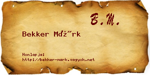 Bekker Márk névjegykártya